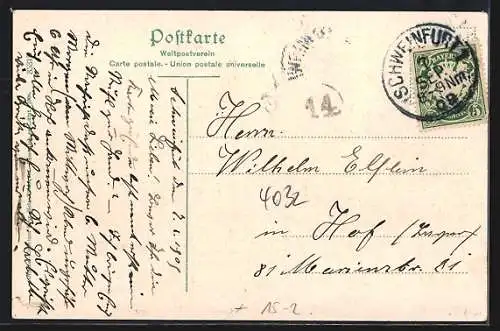 AK Schweinfurt, Zeppelin am Rückert-Denkmal