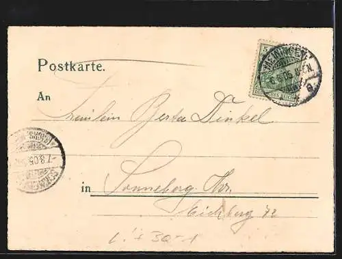 Lithographie Meiningen, Kaserne des 3. Batl. 2. Thüring. Inf.-Regts. Nr. 32, Kaiser Wilhelm II.