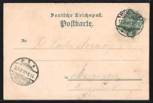 Lithographie Schwarza / Schleusingen, Gesamtansicht, Gasthaus Stollberger Hof, Schloss