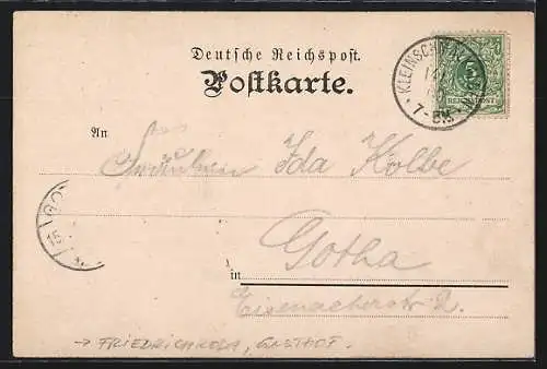 Lithographie Friedrichroda, Der Gasthof Heuberg v. P. Dalmuss im Winter