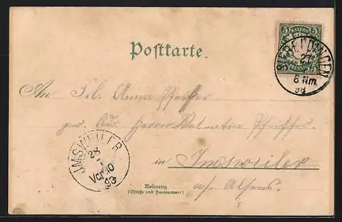 Lithographie Burrweiler, Wirthschaft zur Post, Villa Weisbrod