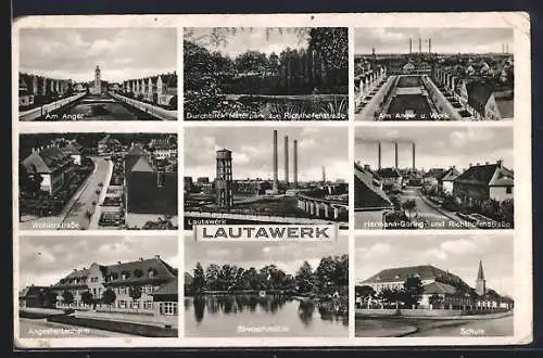 AK Lautawerk, Hermann-Göring- u. Richthofenstrasse, Angestelltenheim, Am Anger und Werk