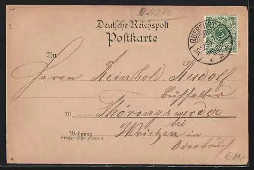 Lithographie Querfurt, Schule, Post, Kriegerdenkmal, Ständehaus