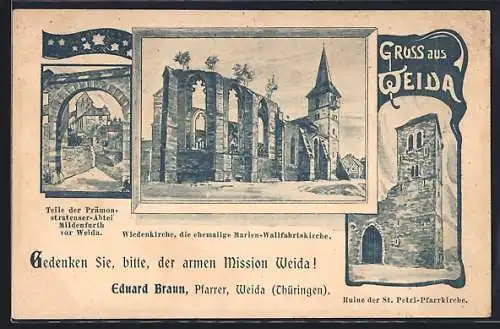 AK Weida / Thür., Wiedenkirche, Ruine der St. Petri-Pfarrkirche