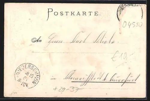 Passepartout-Lithographie Bernburg, Schloss, Wappen