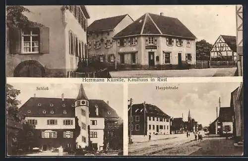 AK Rust, Kaufhaus Herrmann Künstle, Schloss, Hauptstrasse
