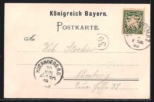 Lithographie Kersbach am Rothenberg, Schiffers Gasthaus, Panoramablick auf das Dorf