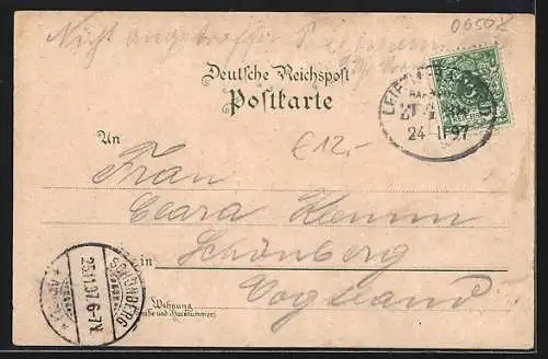 Lithographie Weida / Thür., Oschützthal-Viaduct, Schloss Osterburg, Ruine der Wiedenkirche