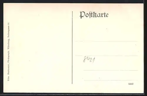 AK Buchbrunn, Strasse zur Haltestelle und Pfarrhaus, Totalansicht