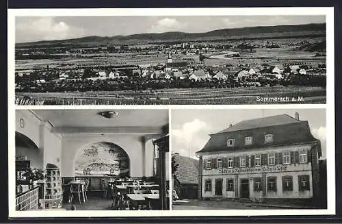 AK Sommerach a. M., Gasthaus am Maintor, Bes. Alfred Pfaff, Innen- und Aussenansicht