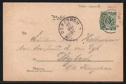 Lithographie Untertürkheim, Gasthof zum Hirsch, Hirschgarten, Totale