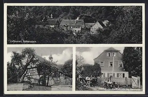 AK Rottenstein im Hassgau, Gasthof zur Waldlust, Fachwerkhaus, Teilansicht