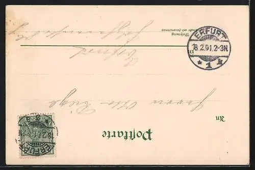 Lithographie Neudietendorf, Gasthof der Brüdergemeinde, Mädchen-Pensionat, Schwesternhaus