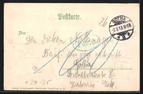 Passepartout-Lithographie Georgenthal / Thüringen, Gasthaus Schützenhof, Partie am Theiler und Klosterruine im Kleeblatt
