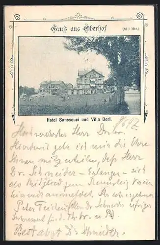 AK Oberhof / Thüringen, Hotel Sanssouci und Villa Dorl