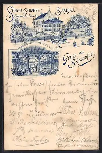 Lithographie Schweinfurt, Gasthaus Schad-Schanze
