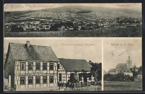 AK Erlau b. Schleusingen, Gasthaus zum König v. Preussen, Kirche zu St. Kilian