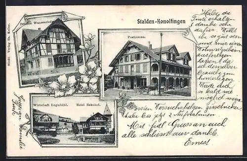 AK Stalden-Konolfingen, Pension Wanzenried, Gasthaus Luginbühl, Hotel Bahnhof, Poststelle