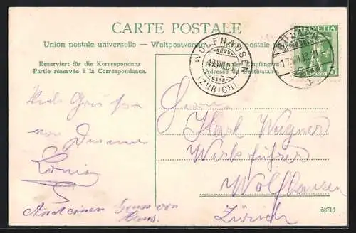 AK Bülach, Strassenpartie mit Blick zum Kirchturm