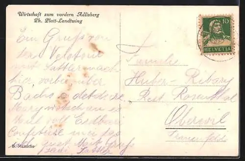 AK Zürich, Gasthaus zum vordern Adlisberg v. Ph. Platt-Landtwing