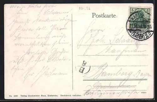 AK Karlsruhe, Der Hauptbahnhof, Strassenbahnen