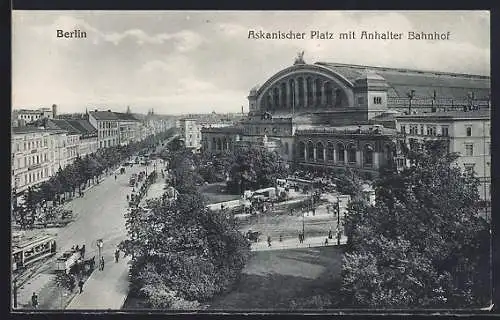 AK Berlin-Kreuzberg, Askanischer Platz mit Anhalter Bahnhof