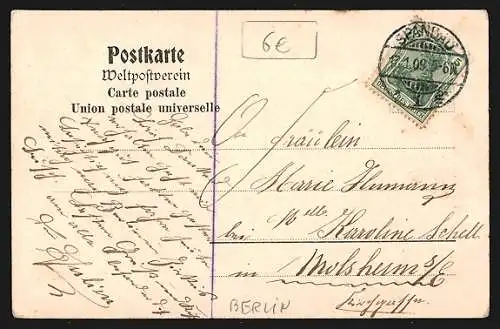 AK Berlin-Spandau, Stresowplatz mit Springbrunnen