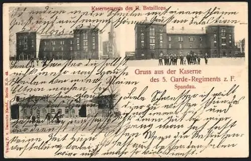 AK Berlin-Spandau, Kaserne des 5. Garde-Regiments z. F., Kasernements des H. Bataillons