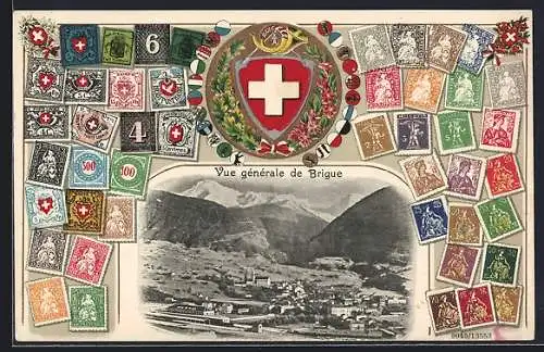 AK Brigue, Vue générale, Briefmarken und Wappen