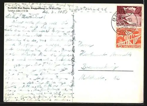 AK Ringgenberg, Blick v. d. Terrasse d. Kurheim Mon Repos