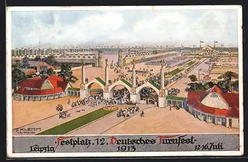 Künstler-AK Leipzig, Festplatz des 12. Deutsches Turnfestes 1913