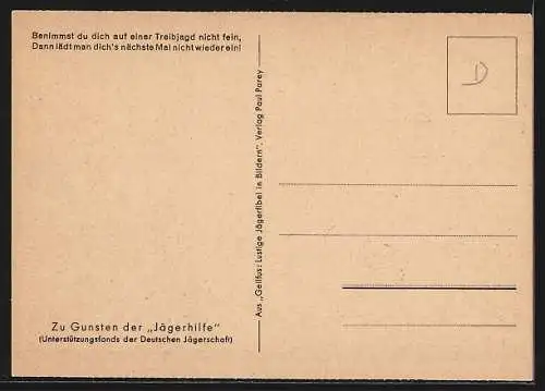 Künstler-AK Heinz Geilfus: Jägerhilfe, Auf einer disziplinierten Treibjagd...
