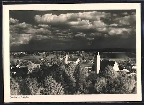AK Gauting, Waldpartie mit Blick nach den Kirchen