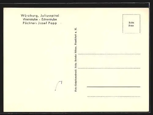 AK Würzburg, Juliusspital, Weinstube-Echterstube, Pächter Josef Popp