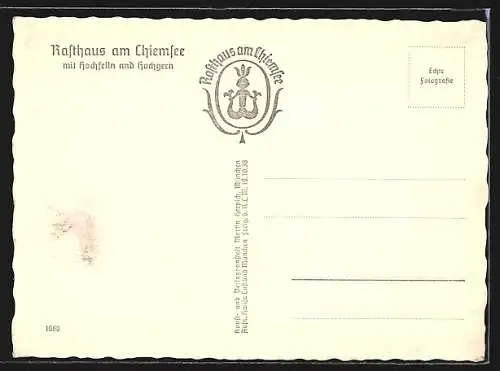 AK Chiemsee, Autobahn-Rasthaus mit Hochfelln und Hochgern