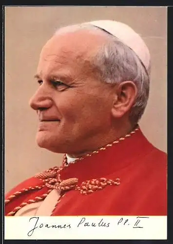 AK Portrait Papst Johannes Paul II. lächelnd