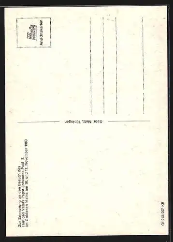 AK Papst Johannes Paul II. im weissen Ornat mit Ferula und Mitra