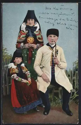 AK Eine Familie in Schaumburg-Lippischer Volkstracht