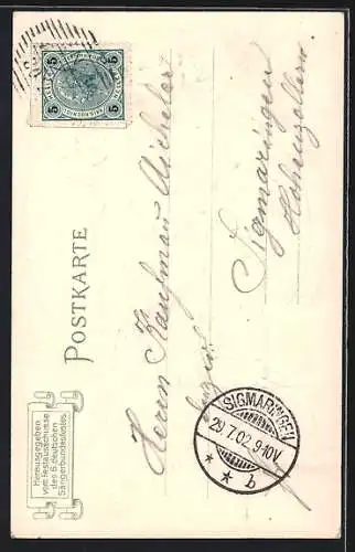 AK Graz, VI. Deutsches Sänger-Bundesfest 1902, zwei Königinnen reichen sich die Hände, Jugendstil