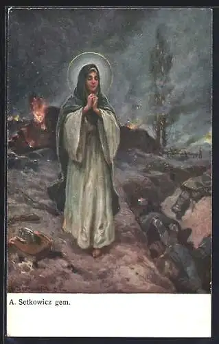 Künstler-AK Rotes Kreuz Nr. 317, Heilige auf Schlachtfeld