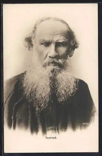 AK Portrait von Tolstoi mit weissem Bart