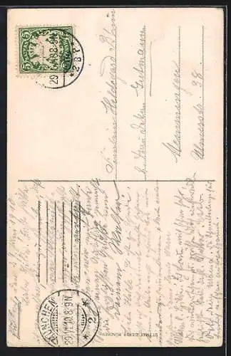 Künstler-AK Zeno Diemer: Kirche in Pullach bei München