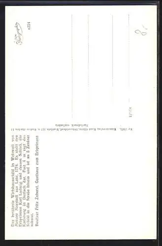 AK Weisweil / Forchheim, Gasthaus zum Erbprinzen, Bes. F. Zoberst