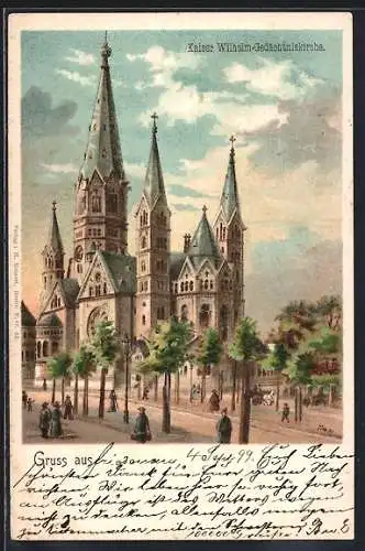Künstler-AK Berlin-Charlottenburg, Kaiser Wilhelm-Gedächtniskirche