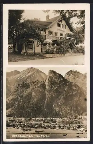 AK Oberammergau, Ortsansicht mit Kofel, Landhaus Rigner