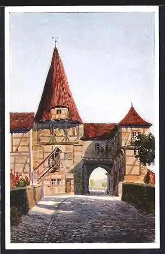 Künstler-AK J.Marschall: Iphofen, Rödelseer Tor