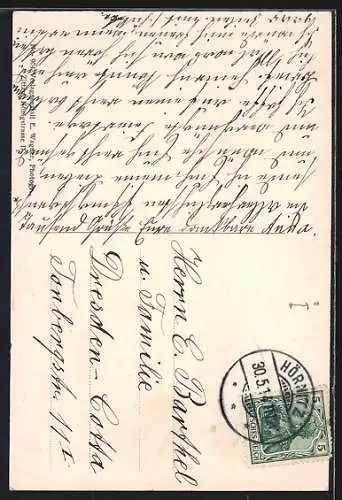 AK Hörnitz, Kirche, Ortsansicht und Strassenpartien