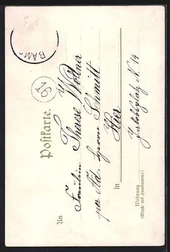 Lithographie Bingen, Mäusethurm mit Schiffen