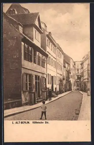 AK Berlin, Köllnische Strasse mit Wohnhäusern