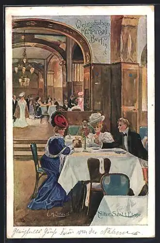 Künstler-AK Berlin, Restaurant Weinstuben Kempinski, Alter Saal 1, Etage